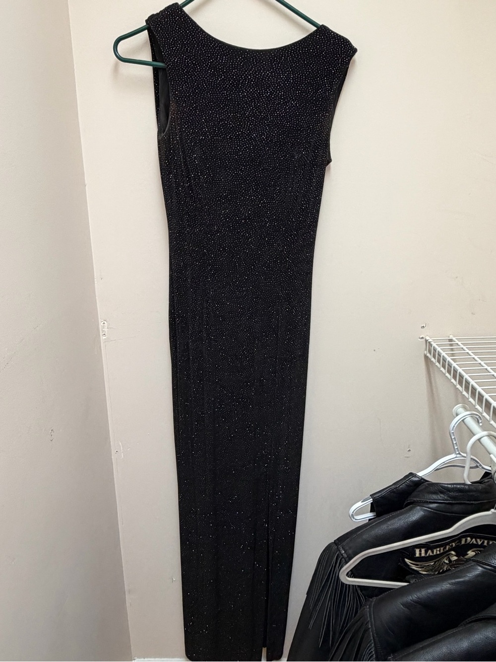 Betsy & Adam Black Sleeveless Sparkle evening gown dress